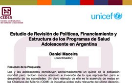 Estudio de Revisión de Políticas, Financiamiento y Estructura de los Programas de Salud Adolescente en Argentina